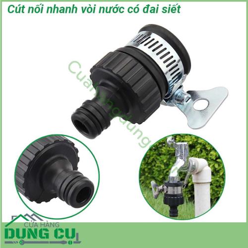 Đầu nối nhanh vòi nước có đai siết 16mm