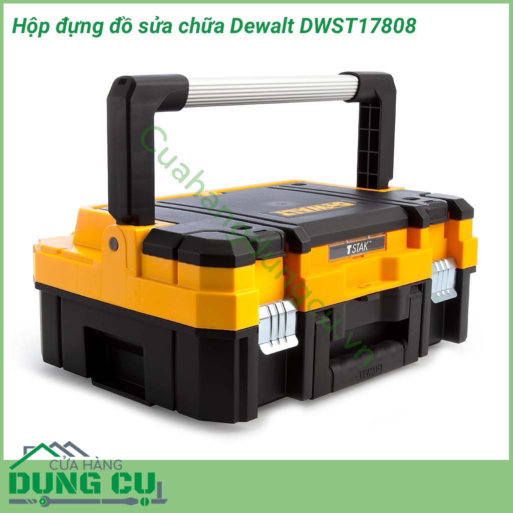 Hộp đựng đồ sửa chữa Dewalt DWST17808 được làm từ chất liệu nhựa cao cấp chống va đập và chịu lực tốt. Phần tay cầm được thiết kế rất đa dạng và tiện dụng giúp xách di chuyển dễ dàng .Thùng được trang bị kẹp sắt chắc chắn giúp không rơi đồ ở mọi tư thế.