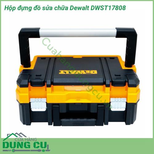 Hộp đựng đồ sửa chữa Dewalt DWST17808 được làm từ chất liệu nhựa cao cấp chống va đập và chịu lực tốt. Phần tay cầm được thiết kế rất đa dạng và tiện dụng giúp xách di chuyển dễ dàng .Thùng được trang bị kẹp sắt chắc chắn giúp không rơi đồ ở mọi tư thế.