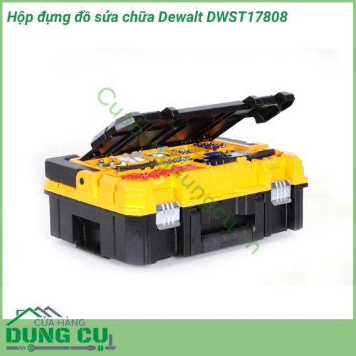 Hộp đựng đồ sửa chữa Dewalt DWST17808 được làm từ chất liệu nhựa cao cấp chống va đập và chịu lực tốt. Phần tay cầm được thiết kế rất đa dạng và tiện dụng giúp xách di chuyển dễ dàng .Thùng được trang bị kẹp sắt chắc chắn giúp không rơi đồ ở mọi tư thế.