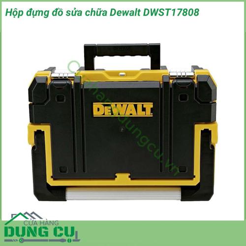 Hộp đựng đồ sửa chữa Dewalt DWST17808 được làm từ chất liệu nhựa cao cấp chống va đập và chịu lực tốt. Phần tay cầm được thiết kế rất đa dạng và tiện dụng giúp xách di chuyển dễ dàng .Thùng được trang bị kẹp sắt chắc chắn giúp không rơi đồ ở mọi tư thế.