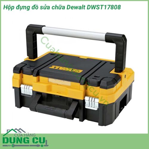Hộp đựng đồ sửa chữa Dewalt DWST17808 được làm từ chất liệu nhựa cao cấp chống va đập và chịu lực tốt. Phần tay cầm được thiết kế rất đa dạng và tiện dụng giúp xách di chuyển dễ dàng .Thùng được trang bị kẹp sắt chắc chắn giúp không rơi đồ ở mọi tư thế.