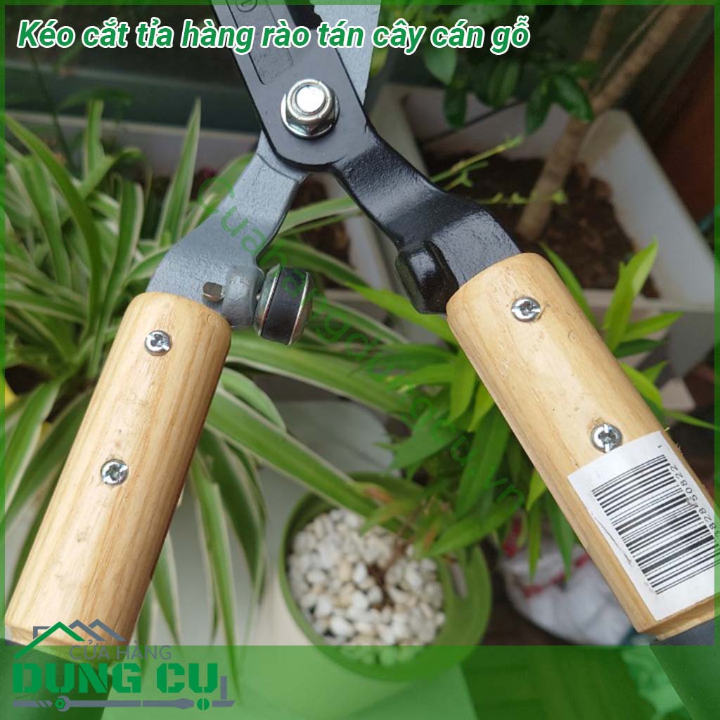 Kéo cắt tỉa hàng rào tán cây cán gỗ&nbsp;với lưỡi kéo&nbsp;được làm bằng thép không gỉ &nbsp;phần lưỡi kéo dày chắc chắn tạo lực cắt khỏe mạnh Đáp ứng được nhu cầu làm vườn cắt tỉa hàng rào và cắt cỏ của người làm vườn