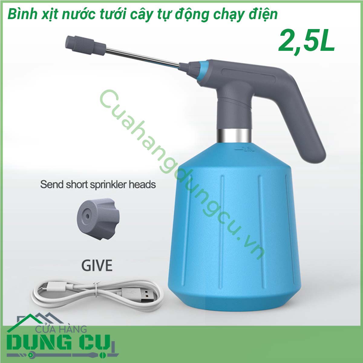 Bình xịt nước tưới cây tự động chạy điện đa năng 2 5L được làm hoàn toàn bằng nhựa cao cấp ABS với độ bền vượt trội tích hợp công nghệ bơm tự động với hai chế độ phun cột nước và sương mù nhỏ giúp sản phẩm phun sương mạnh mẽ