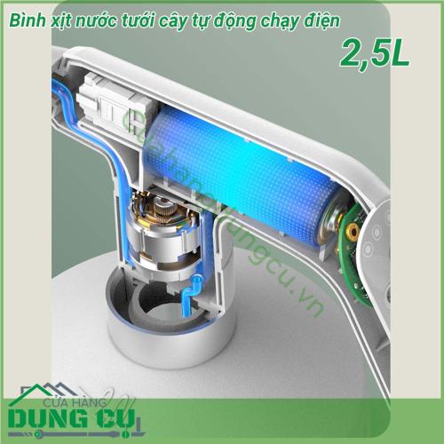 Bình xịt nước tưới cây tự động chạy điện đa năng 2 5L được làm hoàn toàn bằng nhựa cao cấp ABS với độ bền vượt trội tích hợp công nghệ bơm tự động với hai chế độ phun cột nước và sương mù nhỏ giúp sản phẩm phun sương mạnh mẽ