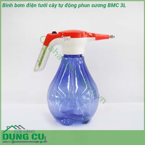 Bình bơm điện tưới cây tự động phun sương BMC 3L gọn nhẹ phù hợp với việc chăm sóc hoa cây cảnh phun thuốc diệt côn trùng trong gia đình Sản phẩm sạc pin Lithium có thể phun xịt được 30 bình 3 lít sau mỗi lần sạc đầy