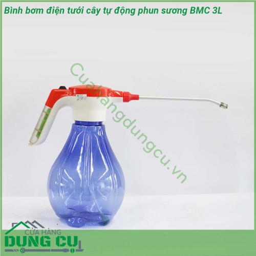 Bình bơm điện tưới cây tự động phun sương BMC 3L gọn nhẹ phù hợp với việc chăm sóc hoa cây cảnh phun thuốc diệt côn trùng trong gia đình Sản phẩm sạc pin Lithium có thể phun xịt được 30 bình 3 lít sau mỗi lần sạc đầy