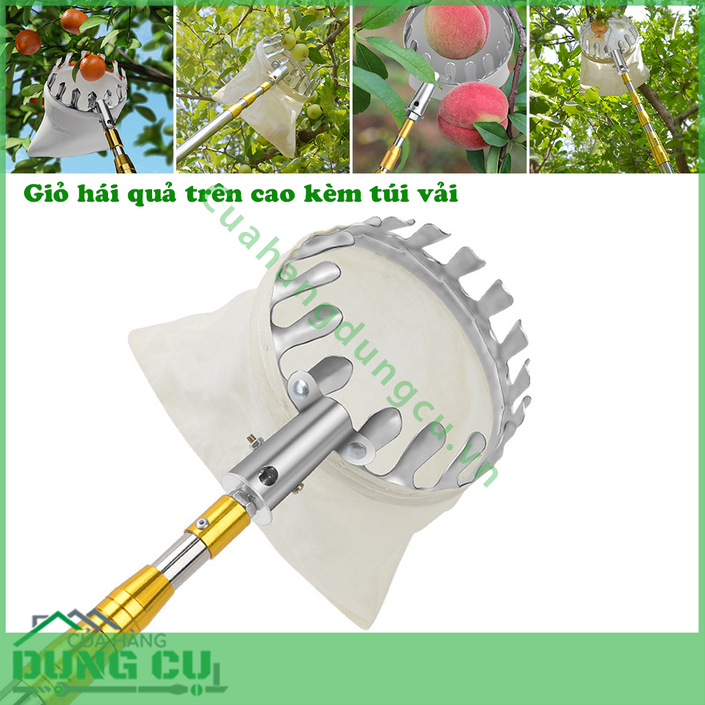 Giỏ hái quả trên cao kèm túi vải