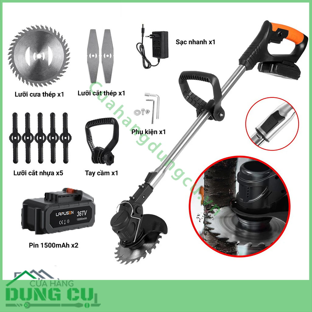 Máy cắt cỏ tỉa cành cầm tay dùng pin LAPUSEN